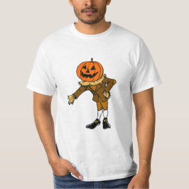 漫画ハロウィーン茶色のカボチャ人グラフィック Tシャツ