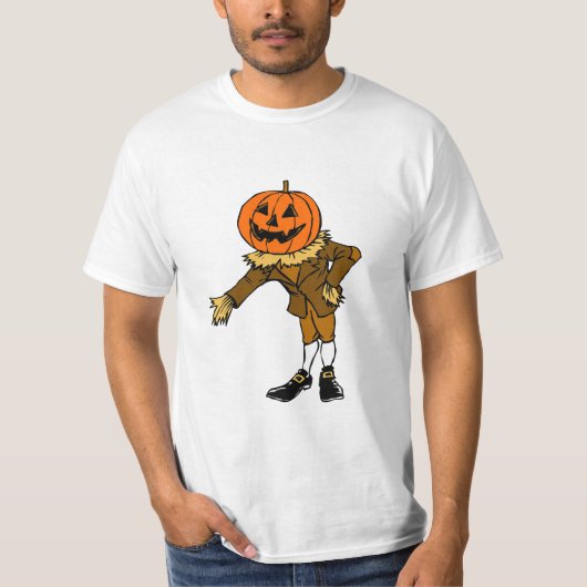 漫画ハロウィーン茶色のカボチャ人グラフィック Tシャツ (正面)
