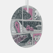 漫画ハロウィーン：おもしろいイラストレーション ガラスオーナメント (正面右)