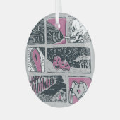 漫画ハロウィーン：おもしろいイラストレーション ガラスオーナメント (正面左)