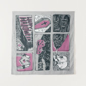 漫画ハロウィーン：おもしろいイラストレーション タペストリー (正面(横))