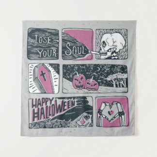 漫画ハロウィーン：おもしろいイラストレーション タペストリー