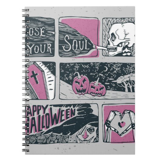 漫画ハロウィーン:おもしろいイラストレーション ノートブック (正面)