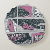 漫画ハロウィーン：おもしろいイラストレーション ラウンドクッション (裏面)