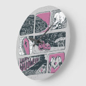 漫画ハロウィーン:おもしろいイラストレーション ラージ壁時計 (傾斜)