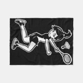 漫画バドミントン女性シャトルプレーヤー フリースブランケット (正面(横))