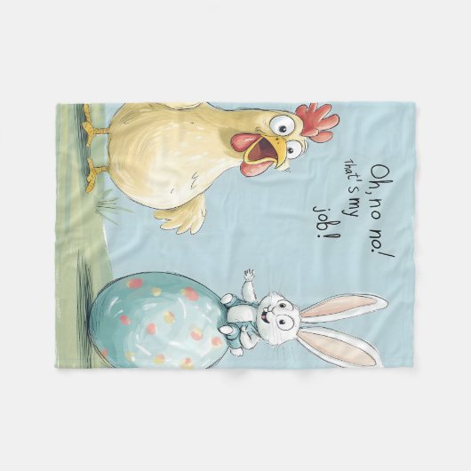 漫画バニーシック卵イースターおもしろい フリースブランケット (正面(横))