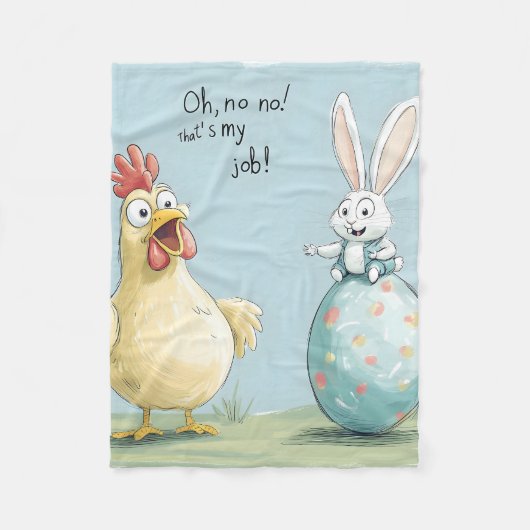 漫画バニーシック卵イースターおもしろい フリースブランケット (正面)