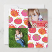 漫画バブルガム顔ツインズ誕生日フォト招待状 招待状 (裏面)