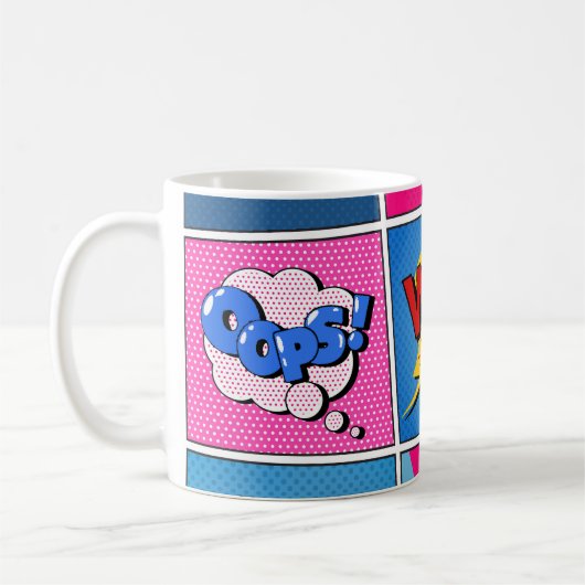 漫画バブルセット。式Bom、カッコいいPow、Oop コーヒーマグカップ (左)