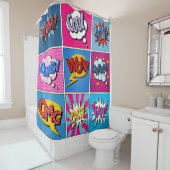 漫画バブルセット。式Bom、カッコいいPow、Oop シャワーカーテン (インサイチュ)