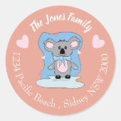 漫画バレンタインコアラ桃封筒用シール ラウンドシール (正面)