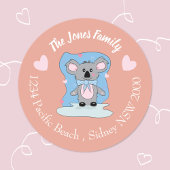 漫画バレンタインコアラ桃封筒用シール ラウンドシール