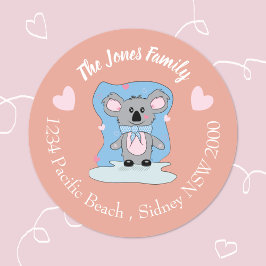 漫画バレンタインコアラ桃封筒用シール ラウンドシール