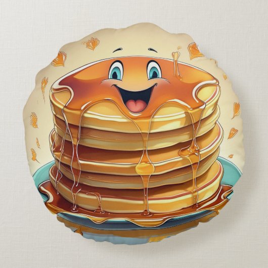 漫画パンケーキ丸い枕お洒落- andおもしろい ラウンドクッション (裏面)