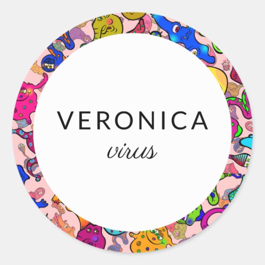 漫画パーソナライズされたのバクテリア名 ラウンドシール (正面)