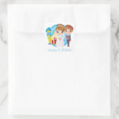 漫画パーソナライズされたの花嫁と花婿の愛結婚の スクエアシール (バッグ)