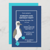 漫画パーソナライズされたの青い足のブービーバードパーティー 招待状 (正面/裏面)