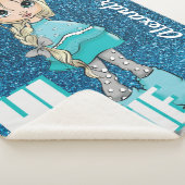 漫画パーソナライズされたスタイルガールとグリッター シェルパブランケット (3/4)