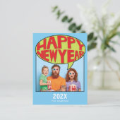 漫画パーソナライズされたスタイル写真新年 ポストカード (スタンド正面)