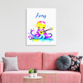 漫画パーソナライズされたタコ遊のギター キャンバスプリント (インサイチュ (リビング))