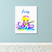 漫画パーソナライズされたタコ遊のギター キャンバスプリント (インサイチュ (ウッドフロア))