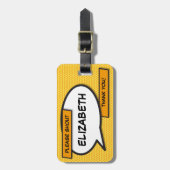 漫画パーソナライズされたブックアポップ・アートのートスピーチバブル ラゲッジタグ (正面縦)