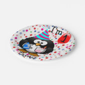 漫画パーソナライズされたペンギン1歳の誕生日パーティー ペーパープレート (アングル)