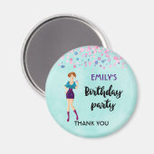 漫画パーティーガールホールディングドリンク誕生日感謝してい マグネット (正面/裏面)