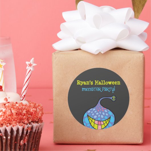 漫画パープルモンスターエイリアンキッドハローウィンパーティ ラウンドシール (パーティー)