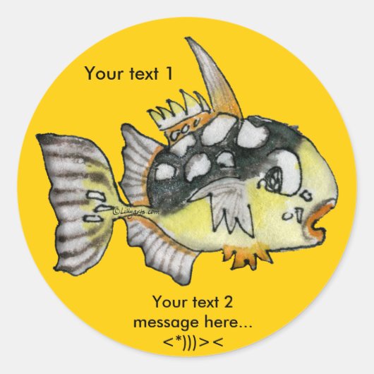 漫画ピエロトリガーフィッシュデザインカスタムステッカー ラウンドシール (正面)