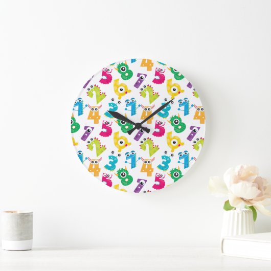 漫画ファンキーの怪物ナンバーズ数学校の柄 ラージ壁時計 (ホーム)