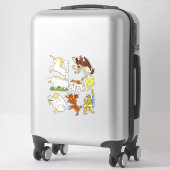 漫画ファンタジーの動物と生き物の芸術 シール (スーツケース)