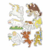 漫画ファンタジーの動物と生き物の芸術 シール (正面)