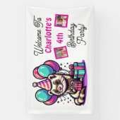 漫画フェターの女の子の誕生日パーティパーソナライズされた 横断幕 (縦)