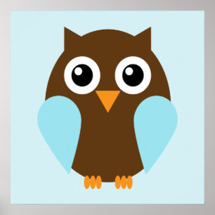 漫画フクロウの子どもの壁画 ポスター