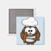 漫画フクロウ夏バーベキューブルーマグネット マグネット (正面/裏面)