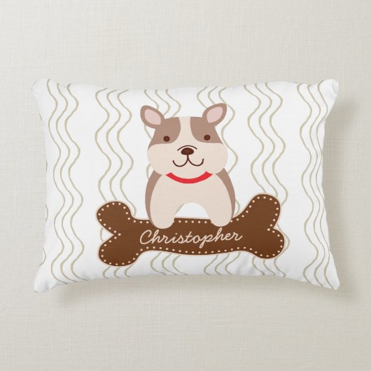 漫画フランスのブルドッグかわいい子犬愛犬家 アクセントクッション (正面)