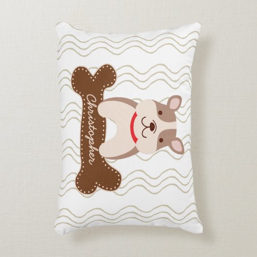 漫画フランスのブルドッグかわいい子犬愛犬家 アクセントクッション (正面(垂直))