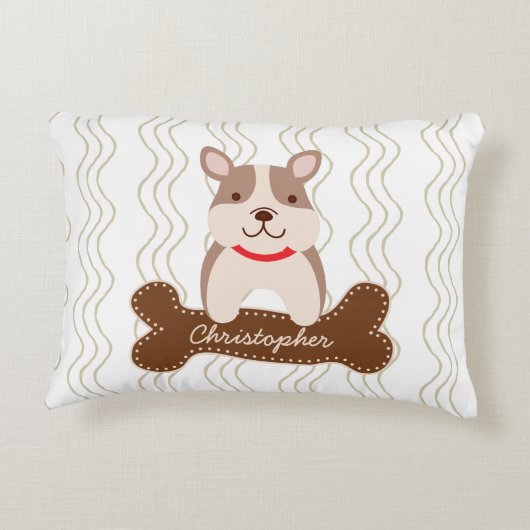 漫画フランスのブルドッグかわいい子犬愛犬家 アクセントクッション (裏面)