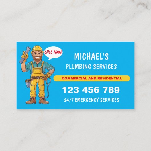 漫画フレンドリーの配管工の水修理 名刺 (正面)