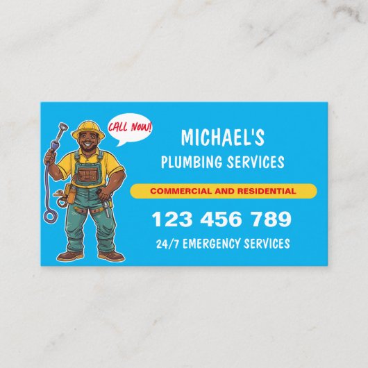 漫画フレンドリーの配管工の水修理 名刺 (正面)