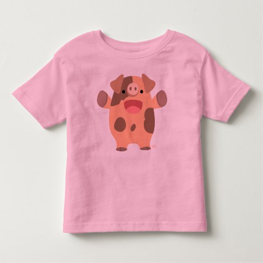 漫画フレンドリー豚の子供Tシャツ トドラーTシャツ (正面)