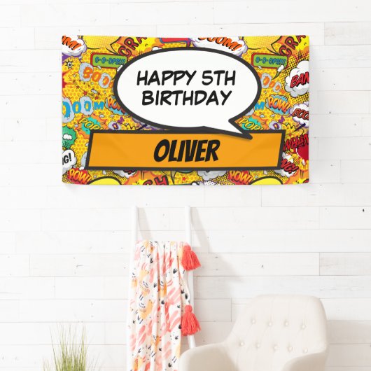 漫画ブカスタムックスーパーヒーロー誕生パーティー  横断幕 (インサイチュ)