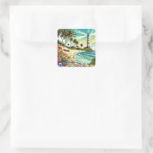 漫画ブックかわいらしスタイルトロピカルパラダイス スクエアシール (バッグ)