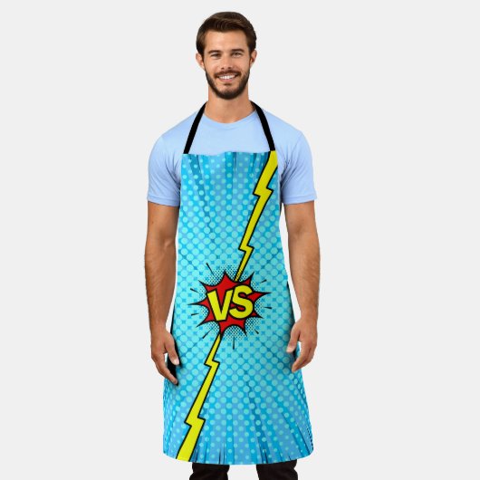 漫画ブックと背景、クラシックポップ・アートのアートスタイル エプロン (着用した状態)