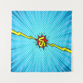 漫画ブックと背景、クラシックポップ・アートのアートスタイル タペストリー (正面(横))