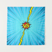 漫画ブックと背景、クラシックポップ・アートのアートスタイル タペストリー (正面)