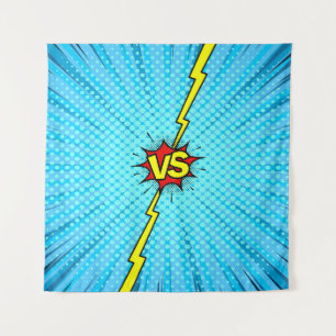 漫画ブックと背景、クラシックポップ・アートのアートスタイル タペストリー