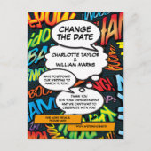 漫画ブックの延期日結婚の変更 案内ポストカード (正面)